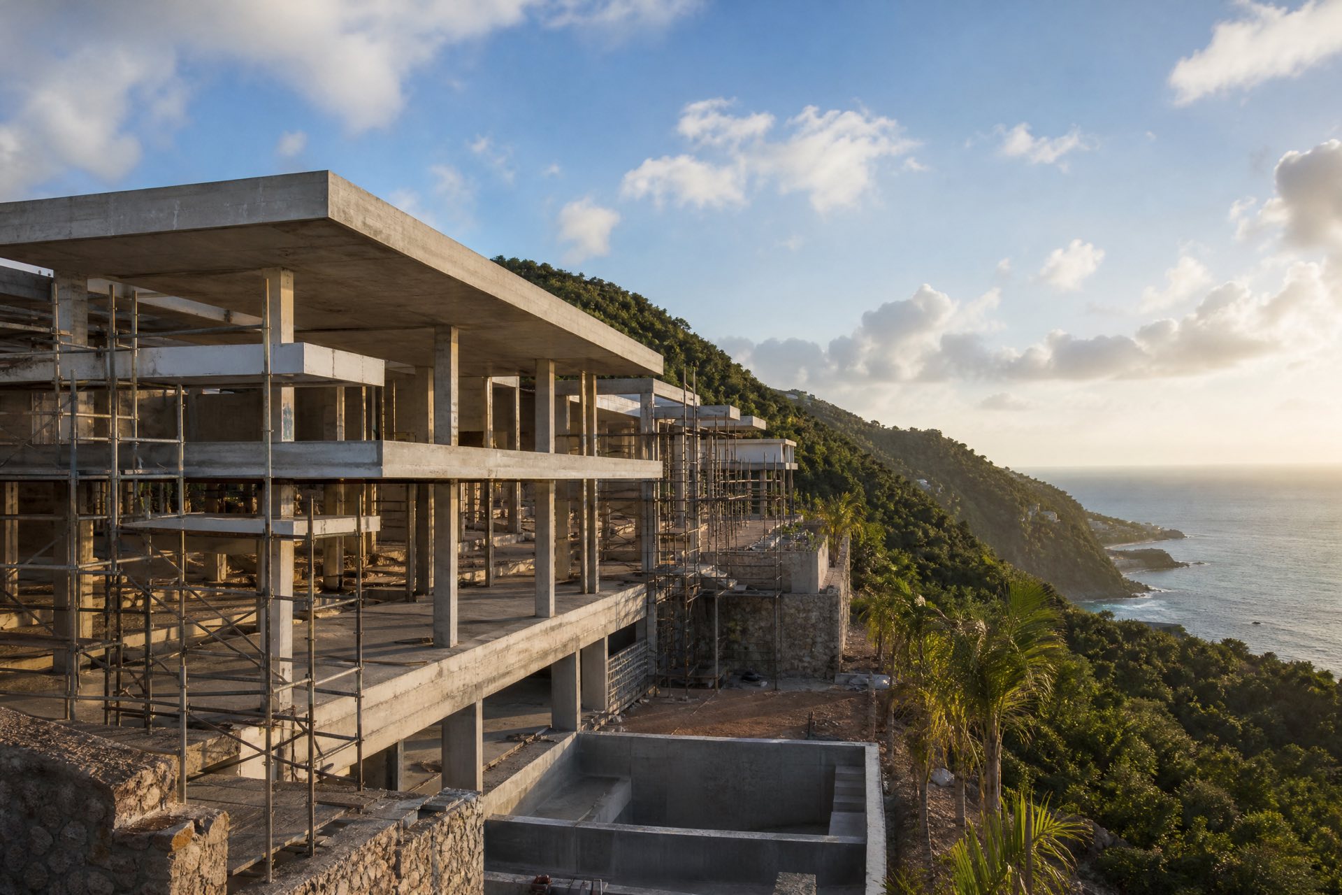 Villa en construction au-dessus des Caraïbes